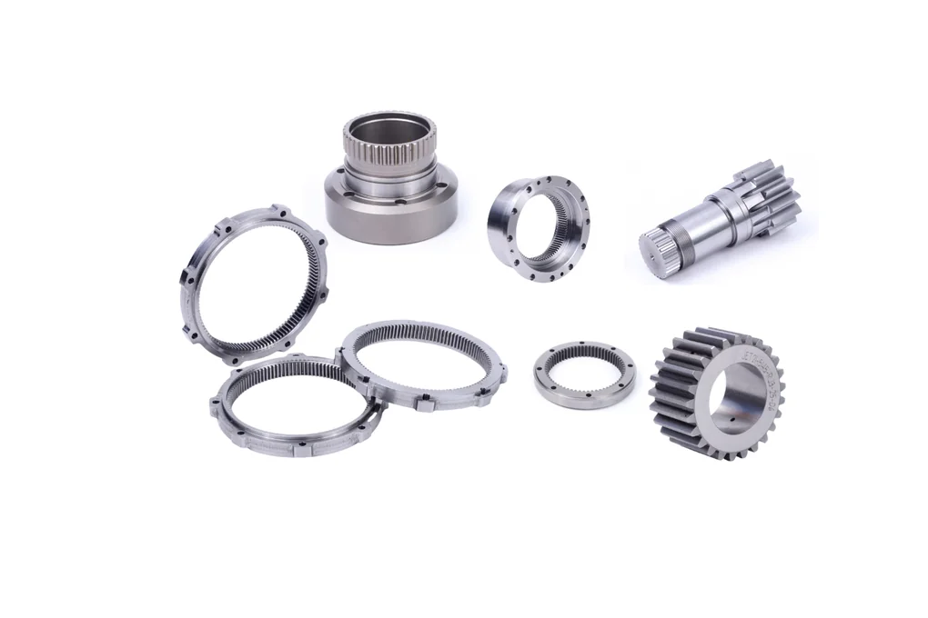 A selection of internal ring gears, gears and shaft components