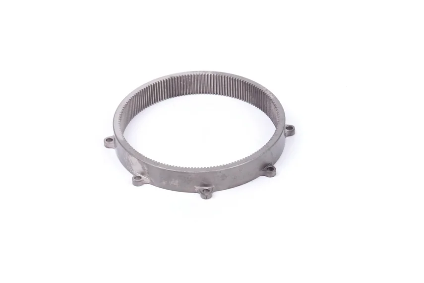 Thin-walled internal ring gear with external mounting lugs