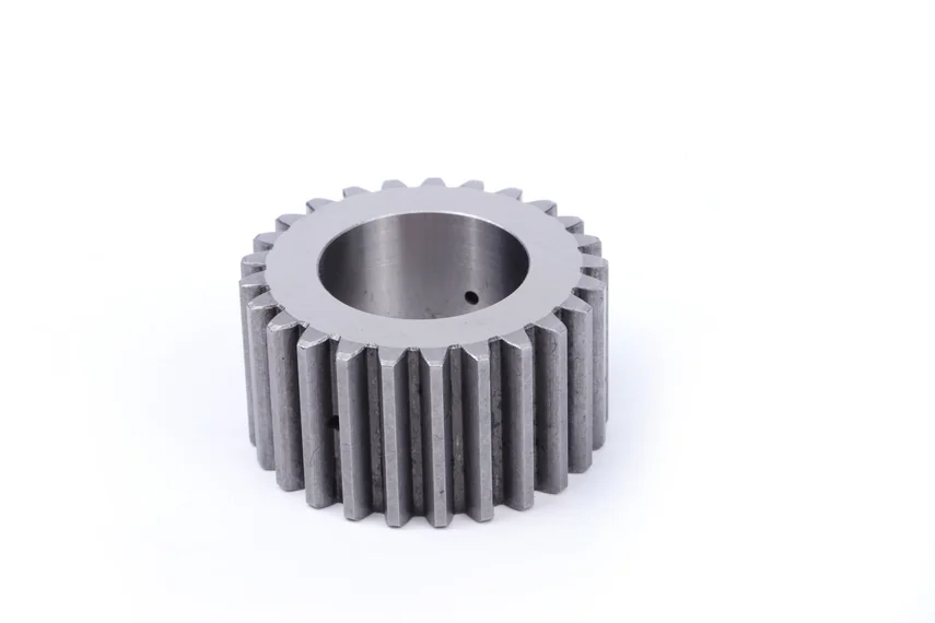 Oblique view of a spur gear with a plain bore