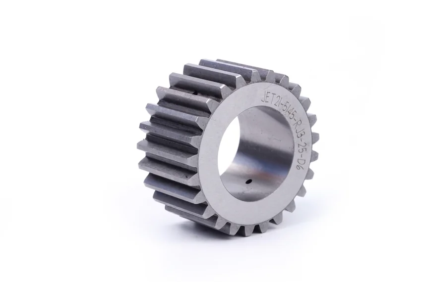 Angled side view of a spur gear with a plain bore