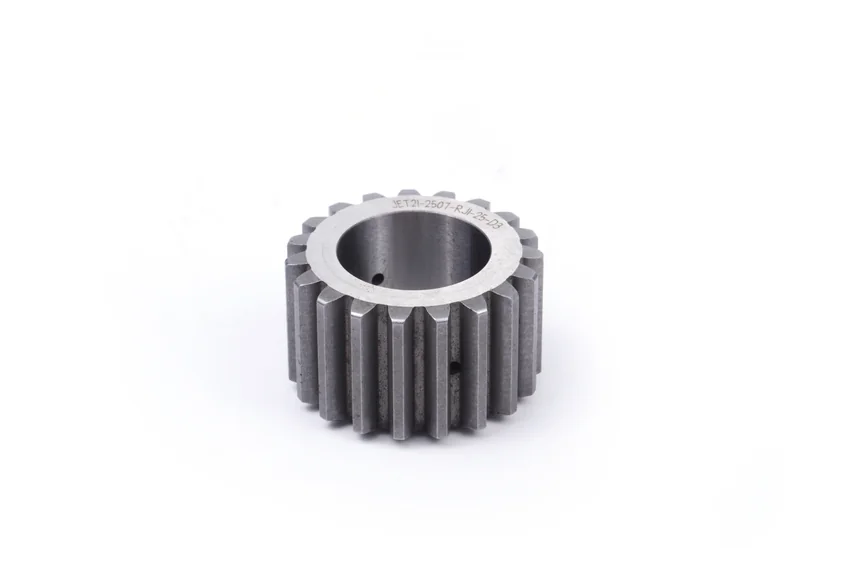Upright view of a spur gear with a plain bore