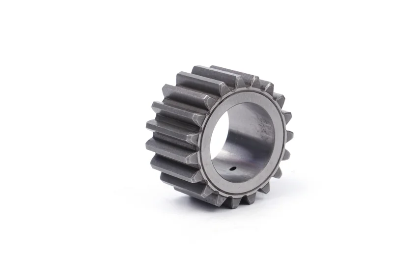 Angled view of a spur gear with a plain bore