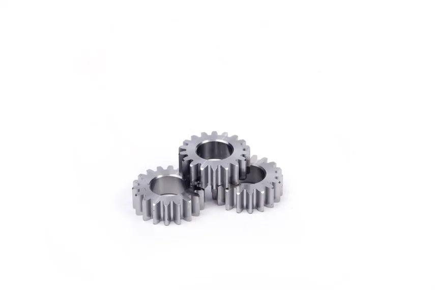 A group of three spur gears