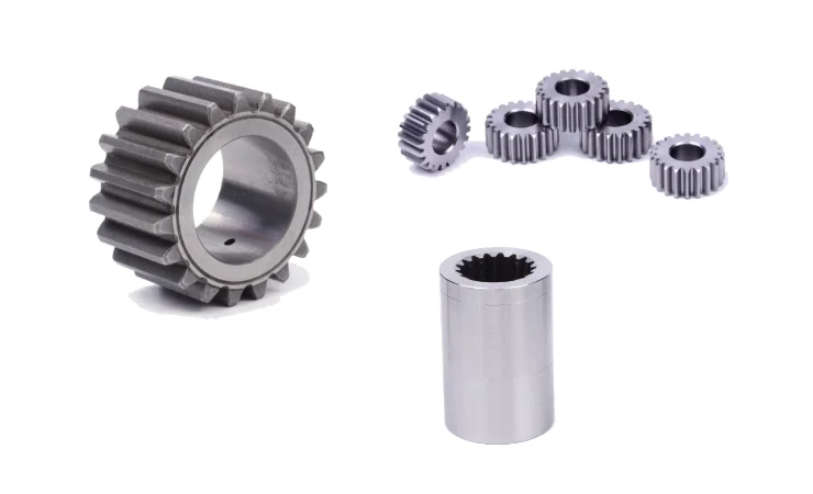 Spur gears, a gear set and an internally splined sleeve